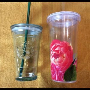 Starbucks Recycled Glass & Kate Spade Cup W/ Straw
